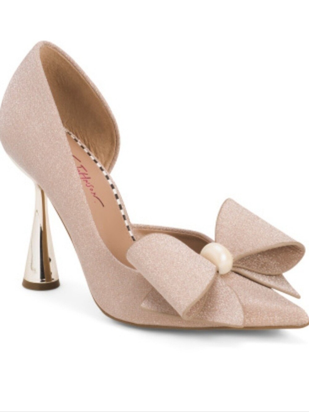 Betsey Johnson Blush Pink Pearl Bow Pointed Toe Heels